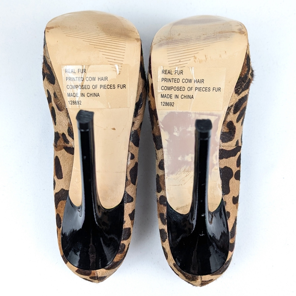 Steve Madden Bevv Leopard Platform Stiletto Heels Patent Leather Mob Wife 6.5 - Picture 11 of 16
